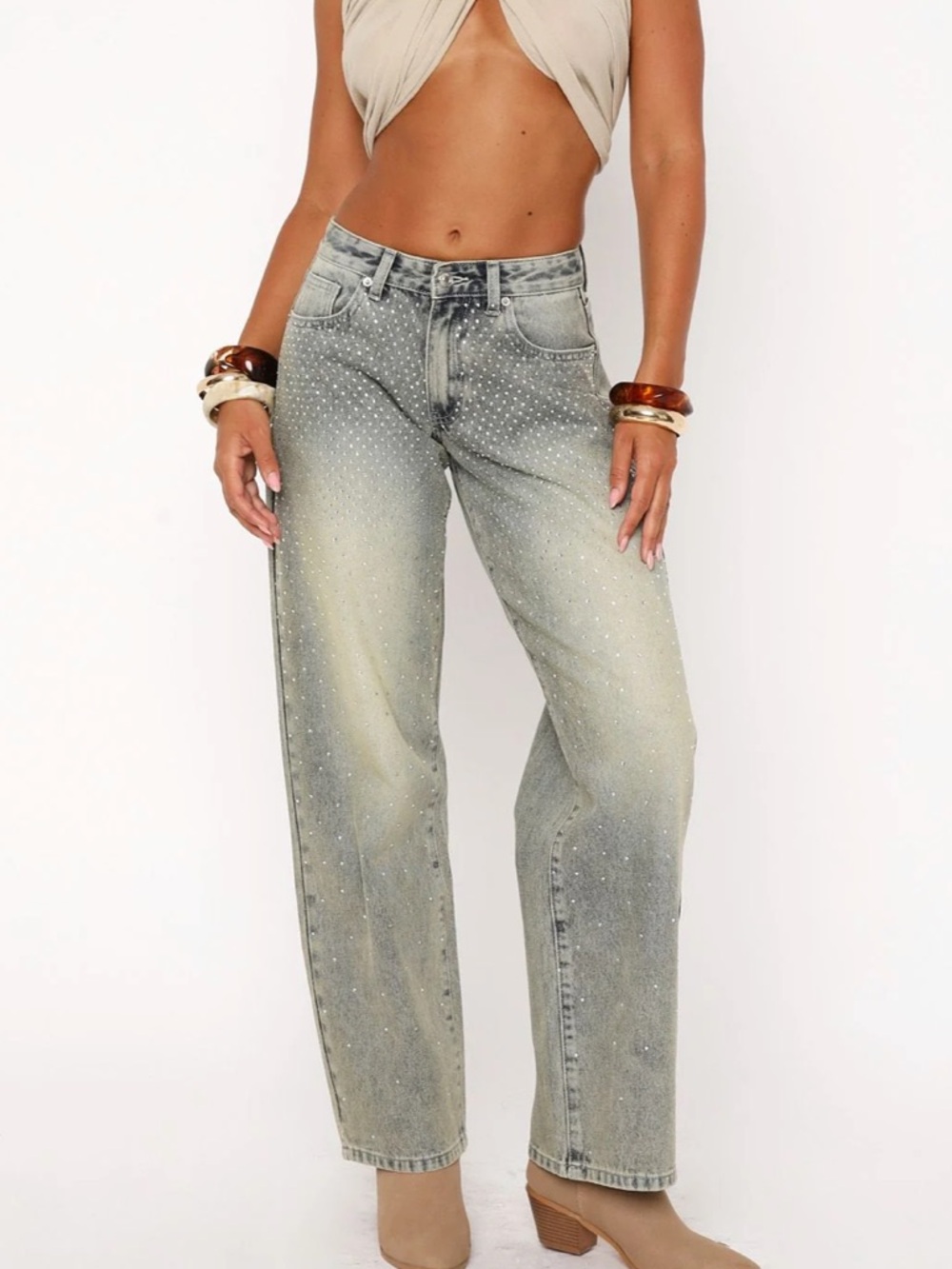 NWT White Fox Boutique Luna Low Rise Jeans Sand